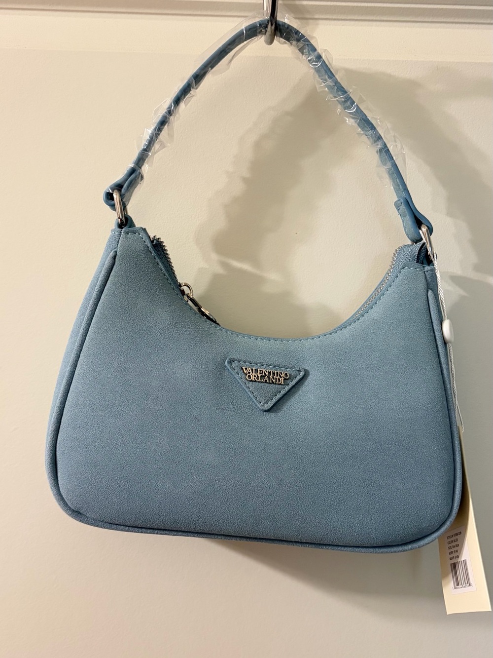 Valentino Orlandi Pella Light Blue Suede hand Bag